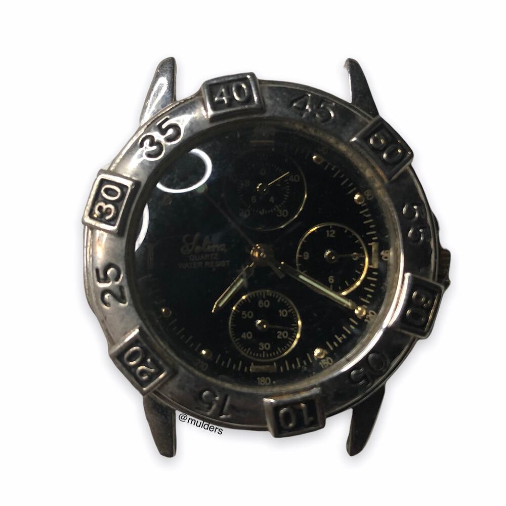 Vintage Selina Mens Wrist Watch Part - Does Not Run, For Parts (Diver's Watch?)